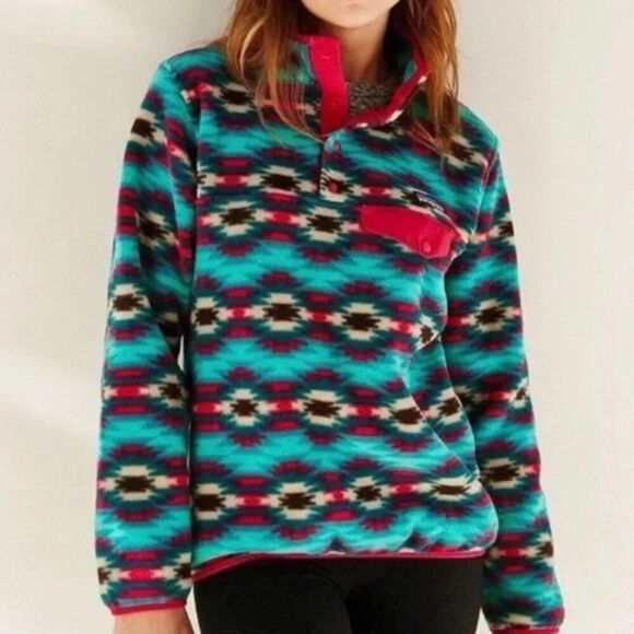 Patagonia Synchilla Pullover Fleece In Wild Desert Aztec Tribal Winter Jacket-S - Picture 2 of 11